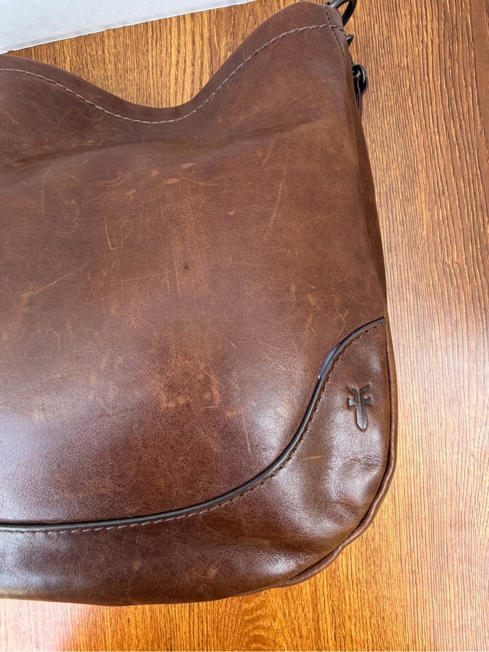 Frye Melissa Leather Convertible Hobo Crossbody Shoulder Bag Brown - Picture 12 of 16